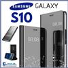 COVER FLIP PER SAMSUNG GALAXY S10 CUSTODIA LIBRO NERA A SPECCHIO CLEAR VIEW 360°