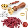 CoKeeSun 200 Perline di Ceralacca Rossa Ottagonale, Kit Con 5 Candele, Cucchiaio