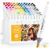 Ohuhu markers, 108+1 colori pennarelli ad alcool a doppia punta fine e sottile,