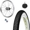 Ecovelò RUOTA ANTERIORE 16X1.75 + COPERTONE BIANCO NERO +CAMERA BICI BIMBO GRAZIELLA 16"