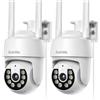 Codnida 2K Telecamera Wi-Fi Esterno/Interno Kit da 2, 360°PTZ
