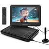 KCR Lettore DVD portatile da 10,1 pollici TV incorporata DVB-T2 con schermo LED