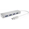 ICY BOX - Hub USB-C a 4 porte con 4 porte USB 3.0, connettore USB 3.0, in allumi