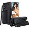 Ysnzaq Custodia per Samsung Galaxy Z Fold 4 7.6" con S Pen Holder, Pelle PU Prem