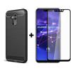Per HUAWEI MATE 20 LITE COVER NERA CARBON ANTIURTO + PELLICOLA VETRO TEMPERATO