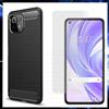 Per XIAOMI MI 11 LITE COVER SLIM CARBON ANTIURTO + PELLICOLA IN VETRO TEMPERATO