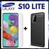 Per SAMSUNG GALAXY S10 LITE COVER CARBON ANTIURTO + PELLICOLA VETRO TEMPERATO