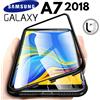 COVER MAGNETICA Per SAMSUNG GALAXY A7 2018 SM-A750 RETRO VETRO TEMPERATO