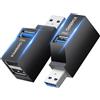 KiWiBiRD Sdoppiatore doppia presa USB Hub USB Mini multi porta (1x USB3.0, 2x US