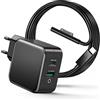 SUNYDEAL Alimentatore Surface Pro 65W Caricatore Caricabatterie per Surface Pro 9/8/7/6/5