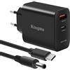King Ma 65W USB C Alimentatore per Laptop Dell, Caricatore USB Multiplo Muro Car