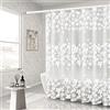 Whoiy Tenda da doccia bianca, 120 x 180 cm, motivo floreale Peva Fiore Fiocco
