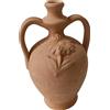 ANFORA IN TERRACOTTA CON FIORE E MANICI BUMMULO SICILIANO ALTEZZA CM. 24X13