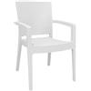 okaffarefatto Sedia poltrona in plastica effetto rattan con braccioli color bianco