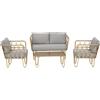 Outsunny Set da Giardino in Rattan con Divanetto, Tavolo e 2 Poltrone Stile Boho