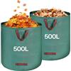QOEOTUY Sacchi Giardinaggio 2X 500L - Sacchi per Rifiuti da Giardino Pieghevole