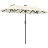 Outsunny Ombrellone da Giardino Doppio 2.92x1.5 m con Luci LED e Manovella Beige