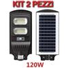 KIT 2 PEZZI LAMPIONE STRADALE LED 120 W PANNELLO SOLARE FOTOVOLTAICO