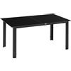 Outsunny Tavolo da Pranzo Esterno 6 Posti in Vetro e Alluminio 150x90 cm Nero