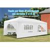 Costway Gazebo Giardino 3x6 m Tendone Feste Impermeabile 4 Tende Rimovibili 2 Porte PVC