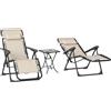 Outsunny Set 2 Sdraio Zero Gravity Pieghevoli e Regolabili con Tavolino