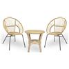 Set di 2 sedie poltrona Fera in legno con gambe in ferro e 1 tavolino in bambu