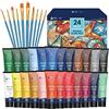 INK LAB Pittura Acrilica 24 Tubi 36ml Atossici Set di Colori Acrilici per Dipingere Cart