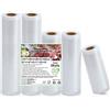 KitchenBoss Sacchetti per Sottovuoto Alimenti：5 Rotolo 15/20/28x300cm, Buste Sot