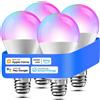 meross Lampadina LED E27 Smart per HomeKit, Lampada WiFi Multicolore Dimmerabile