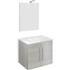 Composizione bagno 61cm , lavabo in ceramica , mobile e specchio con lampada mod