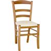 okaffarefatto Sedia legno paesana noce chiaro con seduta similpelle beige