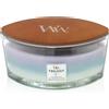 Woodwick Ellipse Trilogy Candela profumata con Fiamma Hearthwick, Rifugio di Pac