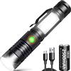REHKITTZ Torcia LED 2000 Lumen Super Luminosa, 2500 mAh USB Ricaricabile ad A...