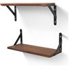 AGM Mensole da Muro, Set di 2 Mensola da Parete in Legno, Profondità 15cm, Bordo
