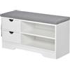 HOMCOM Panca Scarpiera da Ingresso Legno Salvaspazio Bianco 80.5x30.5x43.5cm