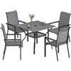 Outsunny Set da Esterno 5 Pezzi con Tavolo e 4 Sedie Impilabili Grigio