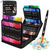 WONSAR Brush Pen Lettering 100 colori Pennarelli Doppia Punta Fine e Punta Penne