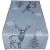 Raebel OHG Raebel - Runner da tavolo, ricamo a forma di cervo e alberi di neve, grigio e bi