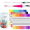 Ohuhu Pennarelli Brush Pen Lettering, 60 Pennarelli Doppia Punta(Fine & Brush),