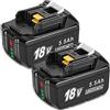 KUNLUN 2 Pezzi 5.5Ah Batteria di Ricambio per Makita, Batterie per Makita 18v BL