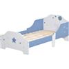 HOMCOM Letto per Bambini di +3 Anni con Sponde Laterali Lettino Blu e Bianco