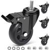 IQWTU 100mm Ruote per Carrello con Perno Filettato M10 x 1,5 x 30 mm, Set di 4 R