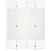 HOMCOM Paravento Pieghevole 4 Ante per Interni Intrecciato, 160x170 cm, Bianco