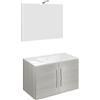 Composizione bagno 81cm , lavabo in ceramica , mobile e specchio con lampada mod