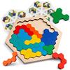 Coogam Puzzle di legno esagonale - Blocco di forma Tangram Rompicapo Giocattolo