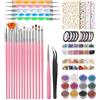 Sarini Kit per Nail Art con Glitter per Unghie,Pennello per Nail Art,Adesivi in