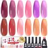 Clara Colors Jelly Gel Set Smalti per Unghie, 12 Pezzi Sheer Nude Pink Nail Poli
