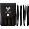 1st Deer Pinzette - Set di 4 Pinzette di Precisione Professionali in Acciaio Ino