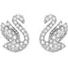 Swarovski 5647873 Orecchini a lobo Iconic Swan Cigno Bianchi Placcato Rodio
