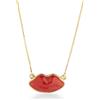 Collana Lolita Ciondolo Bocca corallo rosso naturale Argento Dorato fatta a mano